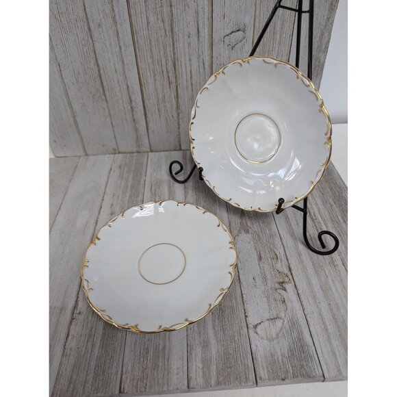 Vintage BOHEMIAN Fine China Set of 2 Saucers Czechoslovakia BOH53 - Picture 1 of 7